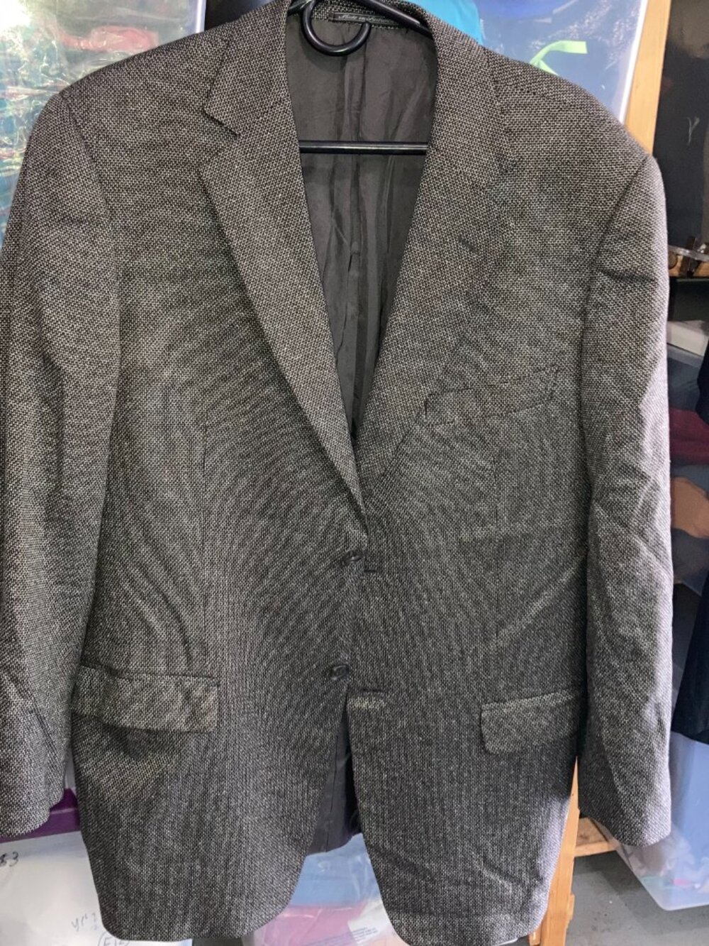 Ermenegildo Zegna Soft Blazer Charcoal Check Silk Wool Sport Coat Jacket Sz 52R